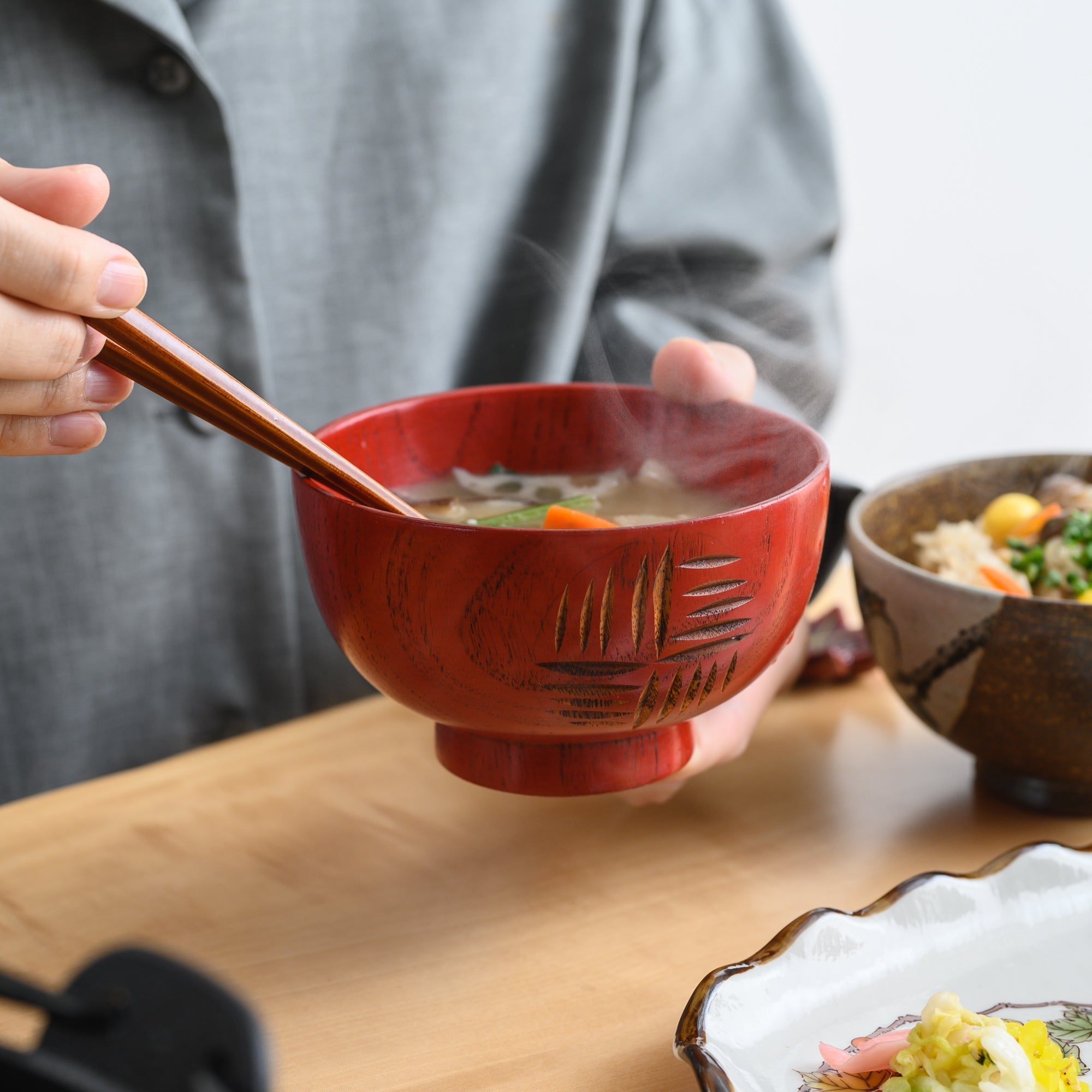 Windmill Yamanaka Lacquerware Miso Soup Bowl - MUSUBI KILN - Quality Japanese Tableware and Gift