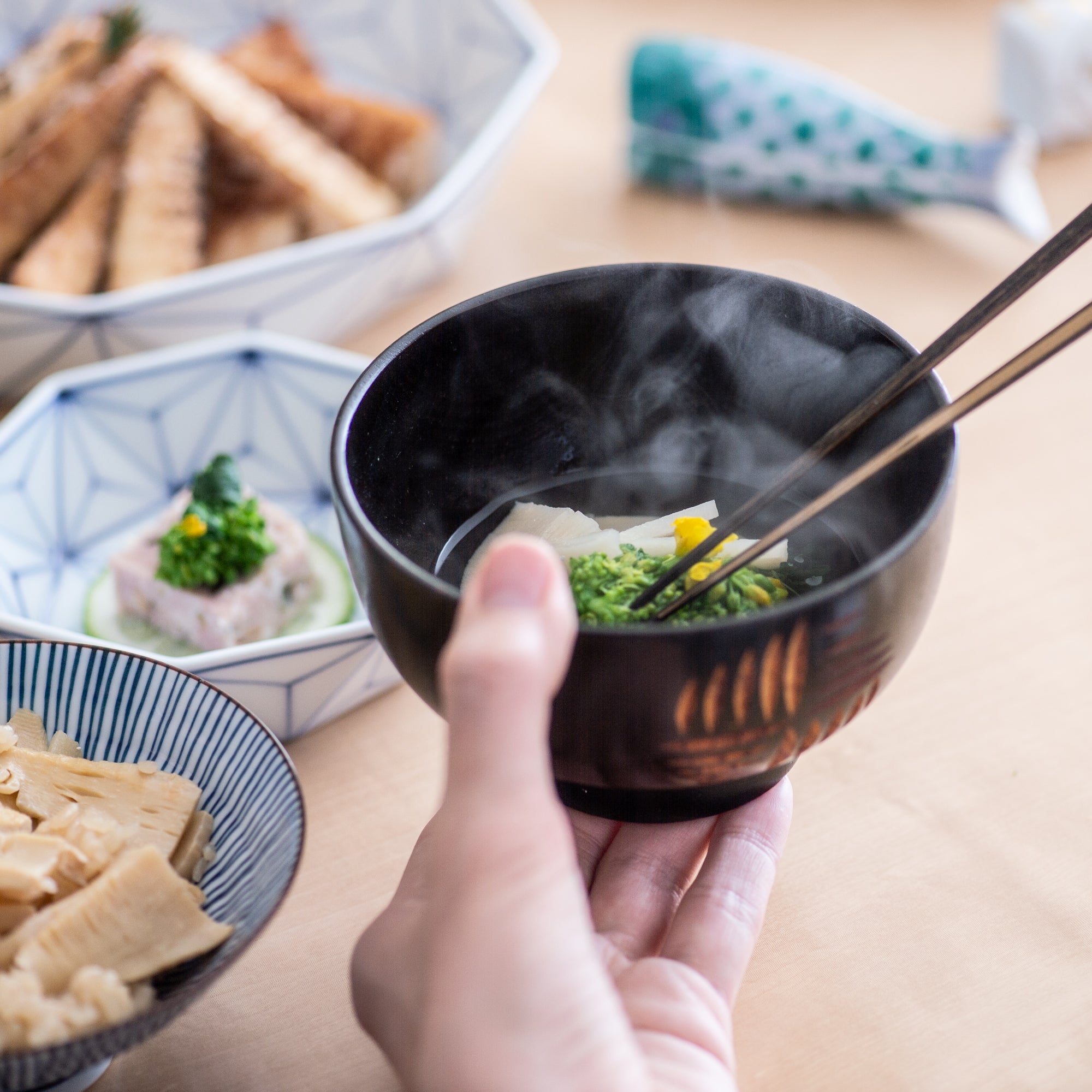 Windmill Yamanaka Lacquerware Miso Soup Bowl - MUSUBI KILN - Quality Japanese Tableware and Gift