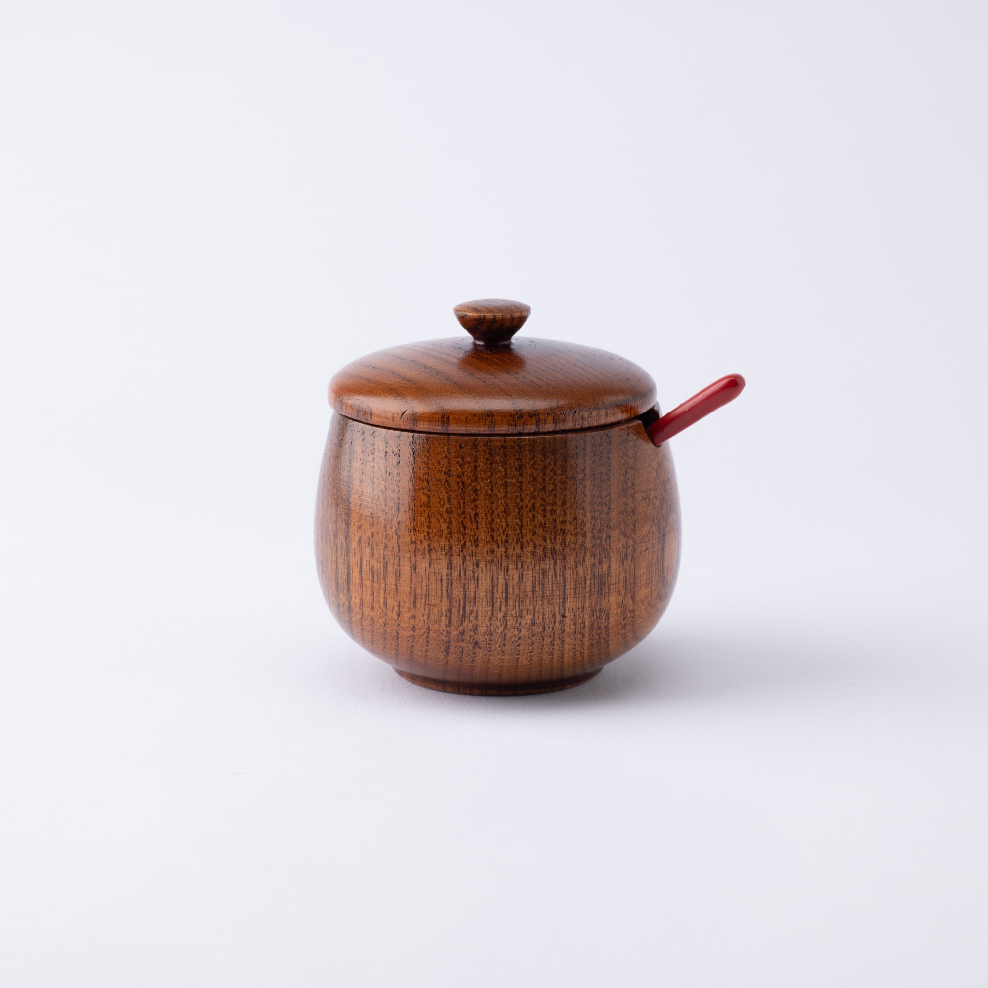 Wood Grain Yamanaka Lacquerware Spice Container With Spoon - MUSUBI KILN - Quality Japanese Tableware and Gift