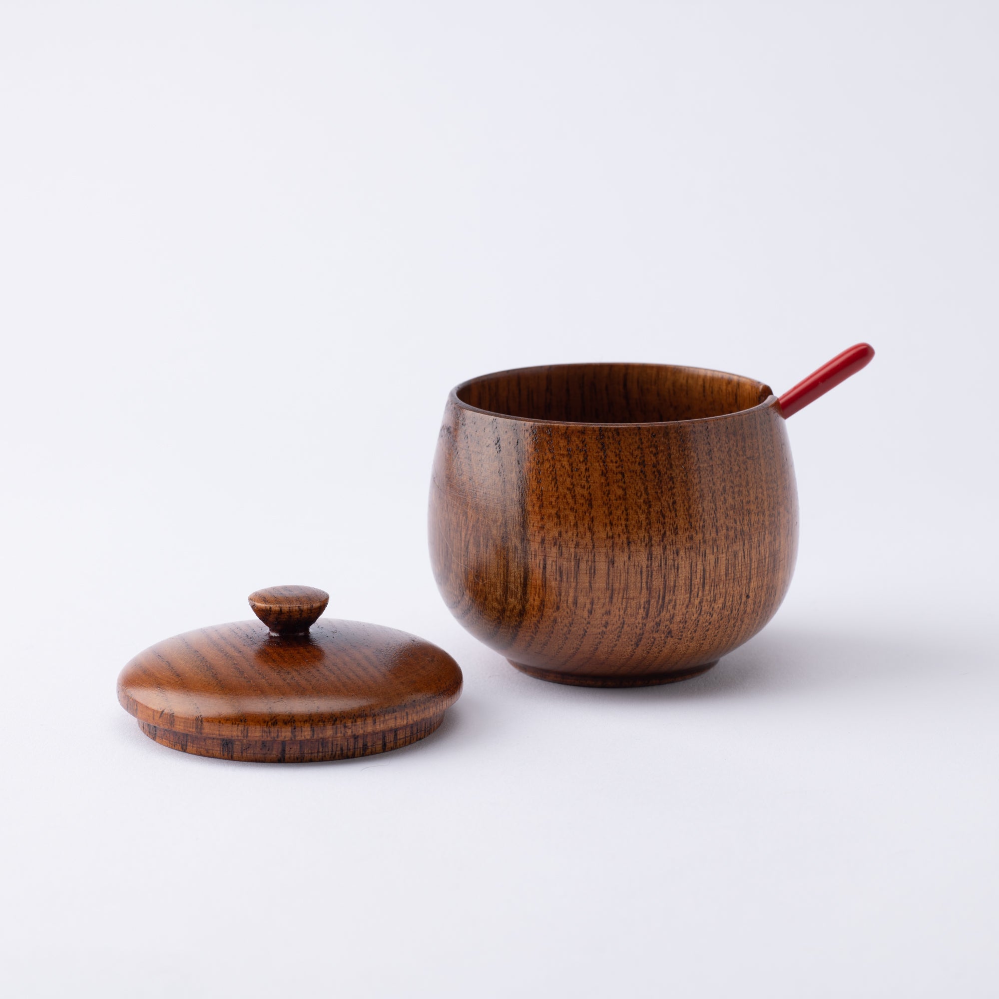 Wood Grain Yamanaka Lacquerware Spice Container With Spoon - MUSUBI KILN - Quality Japanese Tableware and Gift