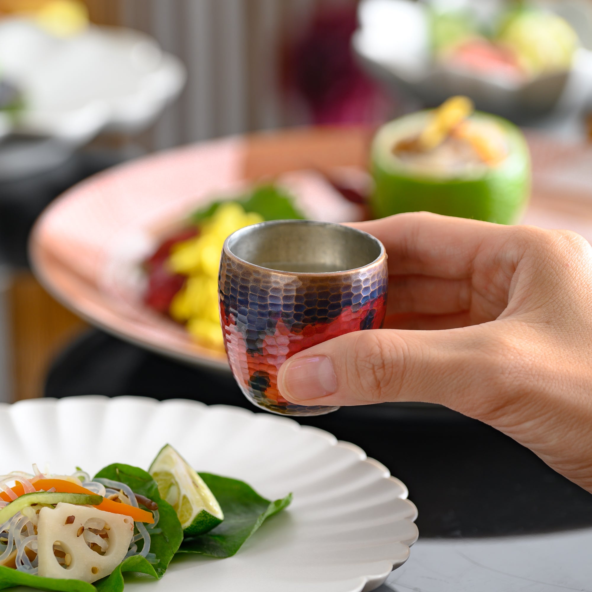 Madder Red Nishiki Guinomi Sake Cup