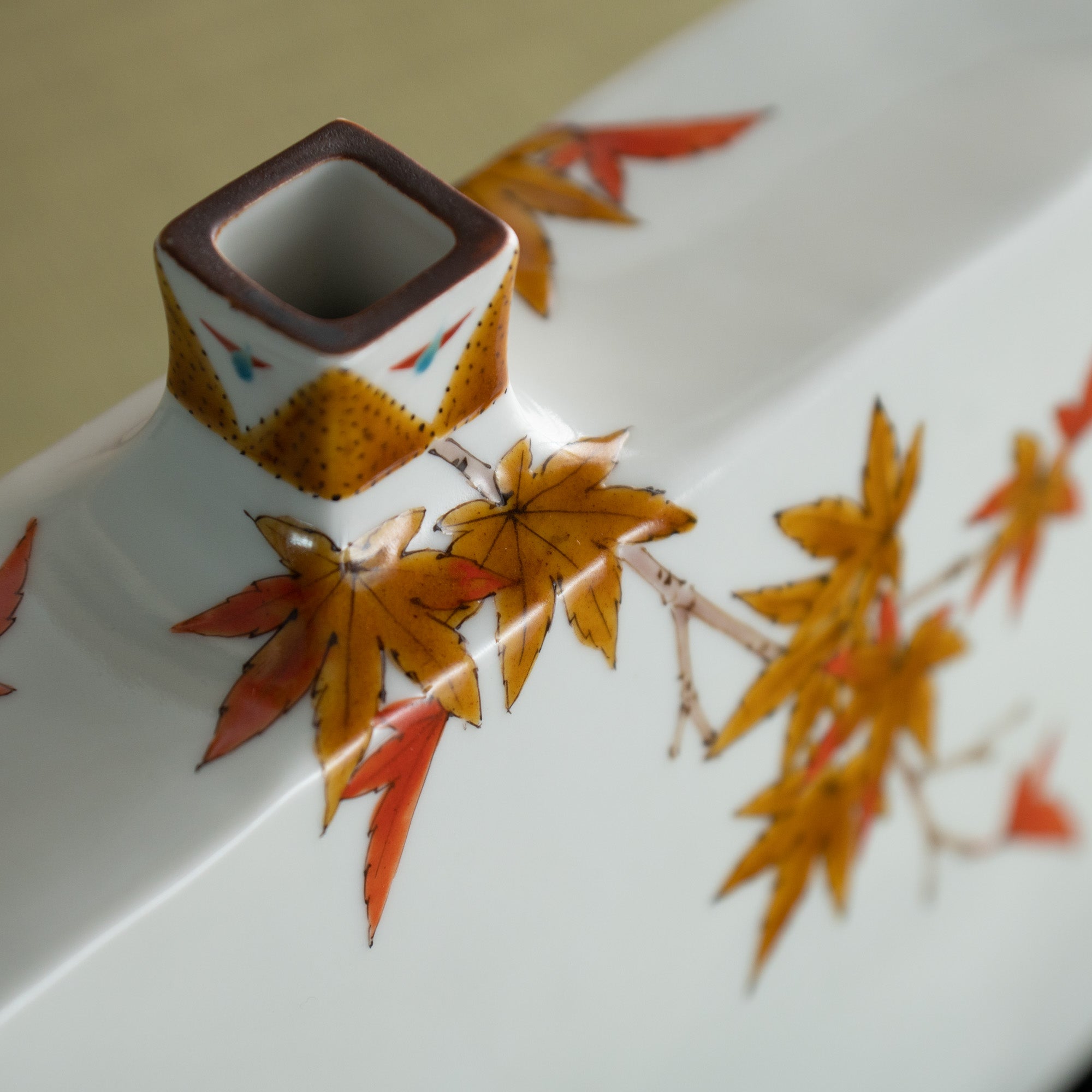 Yamada Yoshiaki Red Leaves and Chickadee Japanese Flower Vase - MUSUBI KILN - Quality Japanese Tableware and Gift