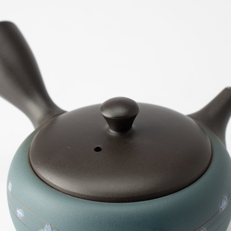 Yamafusa Green Sakura Tokoname Japanese Teapot 10.5oz(310ml) - Band - MUSUBI KILN - Quality Japanese Tableware and Gift