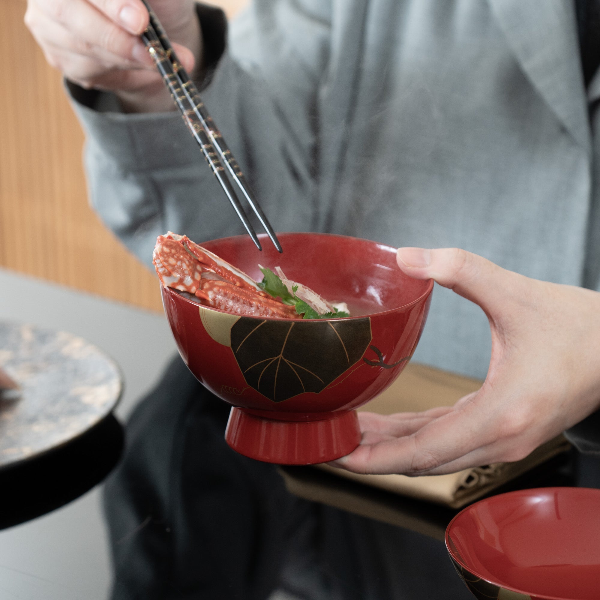 YAMAKYU Golden Gourd Echizen Lacquerware Soup Bowl with Lid - MUSUBI KILN - Quality Japanese Tableware and Gift