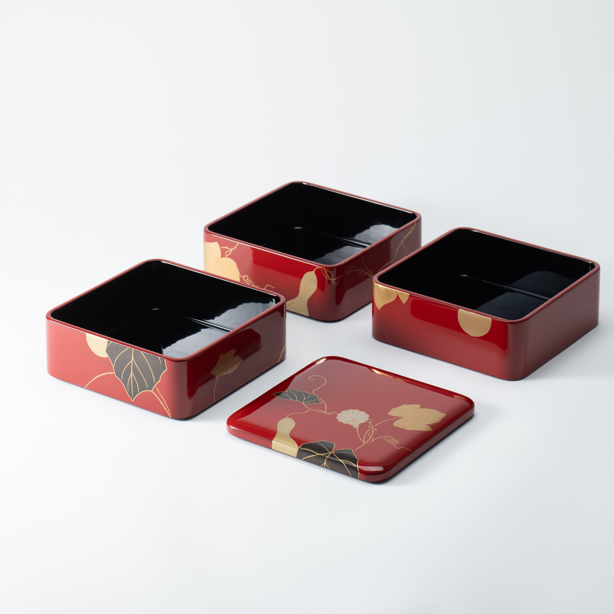 YAMAKYU Golden Gourd Echizen Lacquerware Three Tiers Jubako Bento Box - MUSUBI KILN - Quality Japanese Tableware and Gift