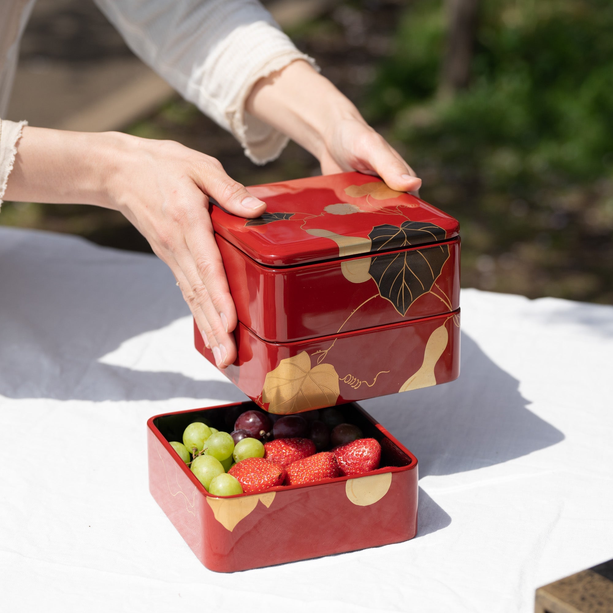 YAMAKYU Golden Gourd Echizen Lacquerware Three Tiers Jubako Bento Box - MUSUBI KILN - Quality Japanese Tableware and Gift