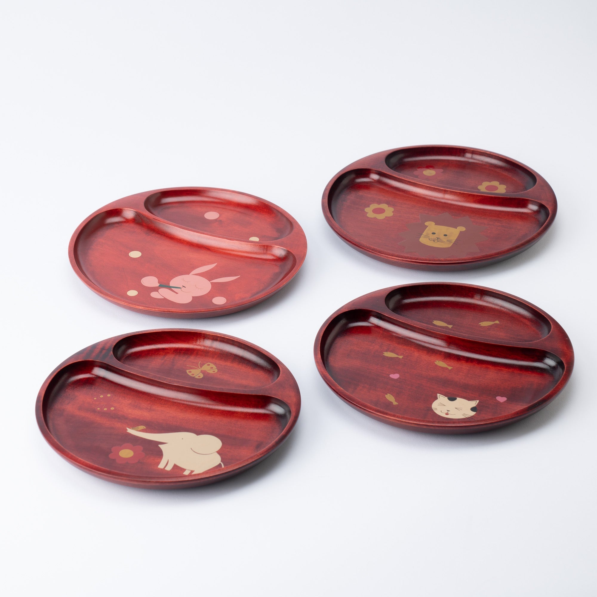 Yamanaka Lacquerware Animal Design Series Children's Divided Plate - MUSUBI KILN - Quality Japanese Tableware and Gift