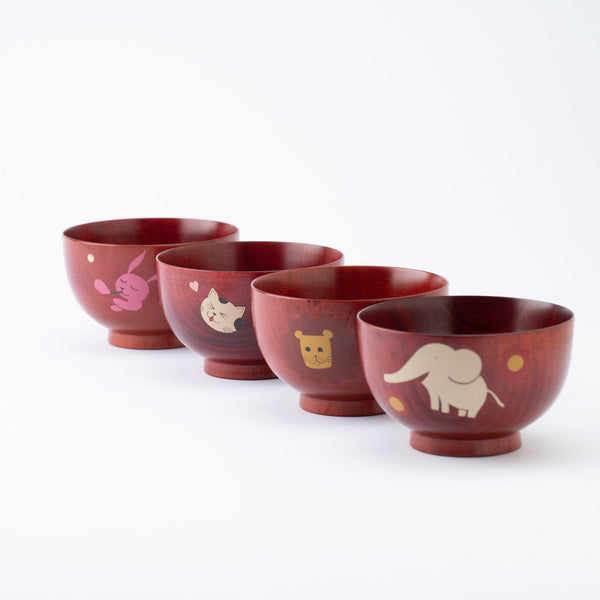 Yamanaka Lacquerware Animal Design Series Children's Soup Bowl - MUSUBI KILN - Quality Japanese Tableware and Gift