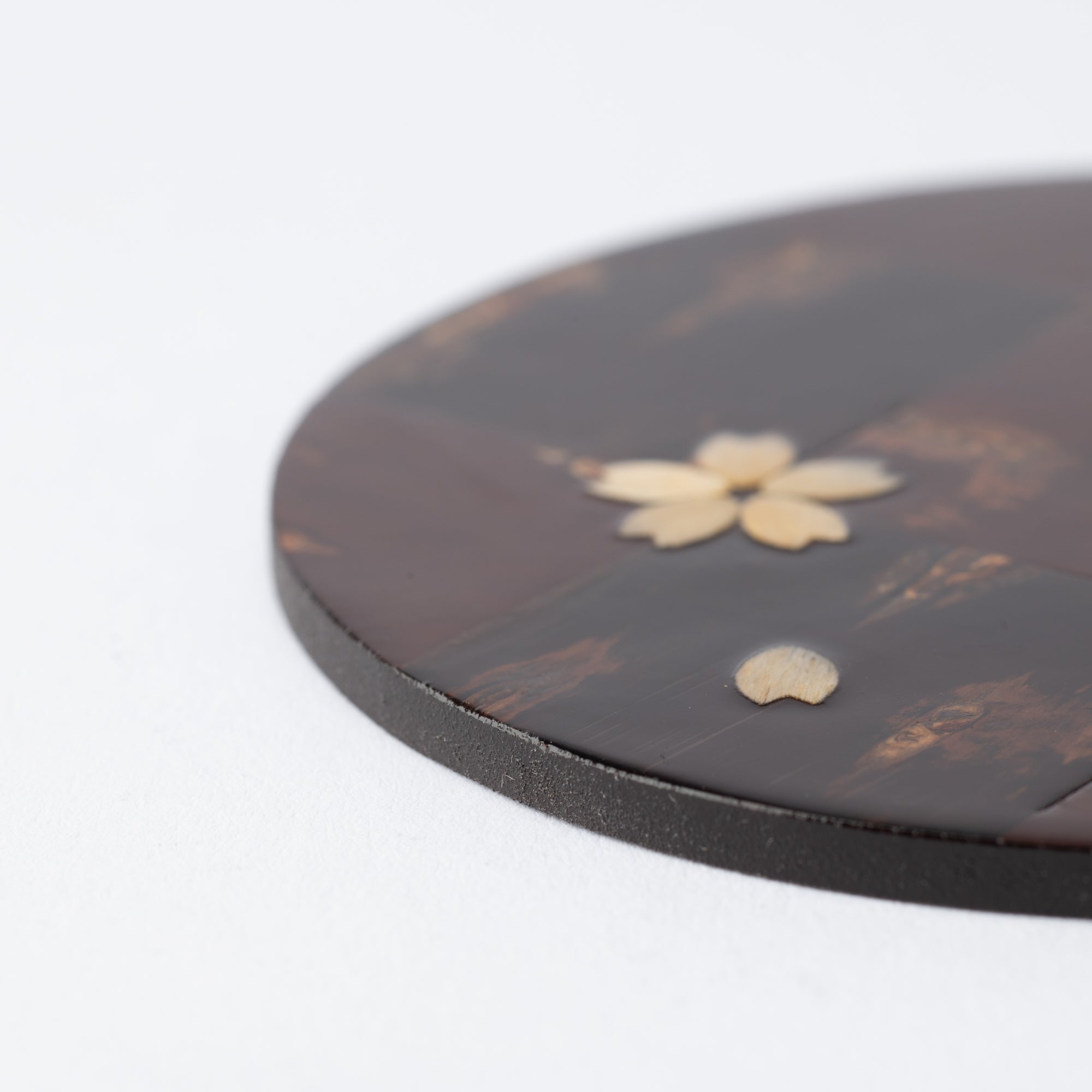 Yatsuyanagi Checked Pattern Akita Cherry Bark Work Round Coaster - MUSUBI KILN - Quality Japanese Tableware and Gift