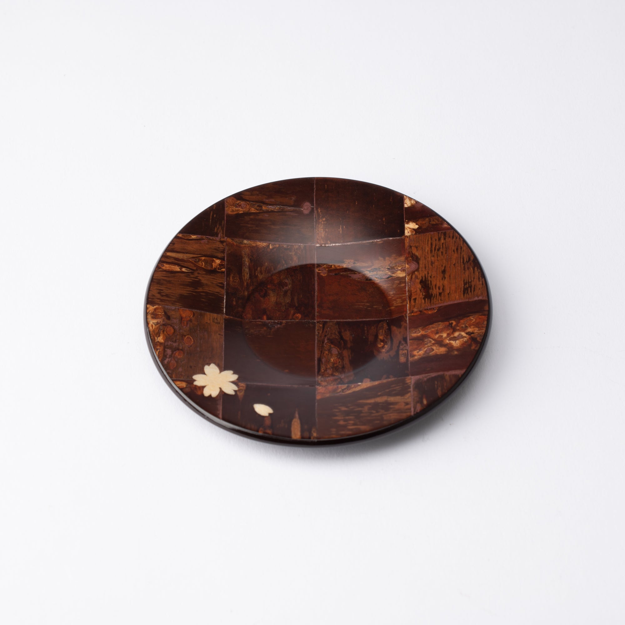 Yatsuyanagi Checkered Pattern Akita Cherry Bark Work Round Coaster - MUSUBI KILN - Quality Japanese Tableware and Gift