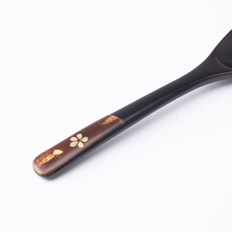 Yatsuyanagi Lacquered Akita Cherry Bark Work Wooden Dessert Spoon - MUSUBI KILN - Quality Japanese Tableware and Gift