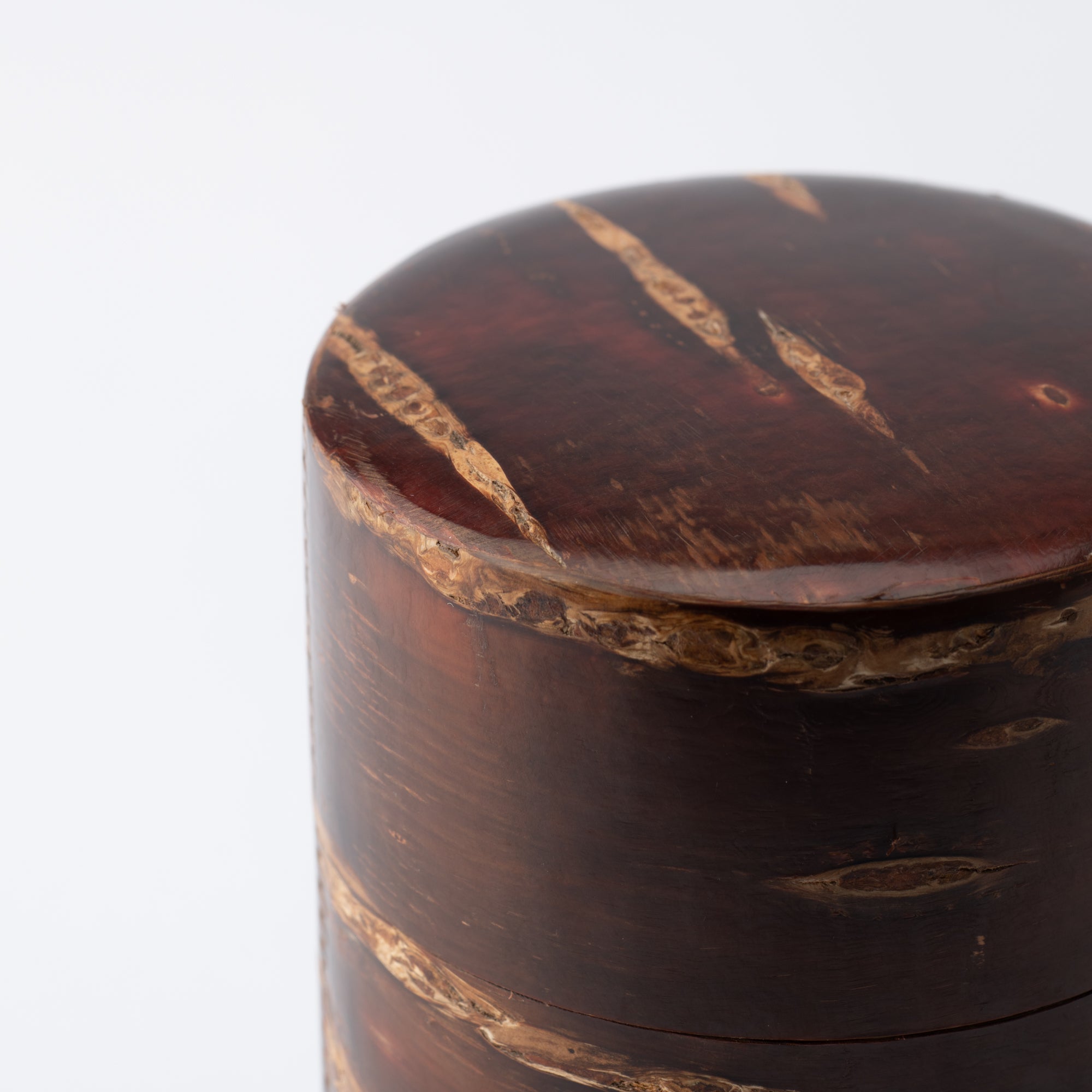 Yatsuyanagi Long Akita Cherry Bark Work Tea Canister - MUSUBI KILN - Quality Japanese Tableware and Gift