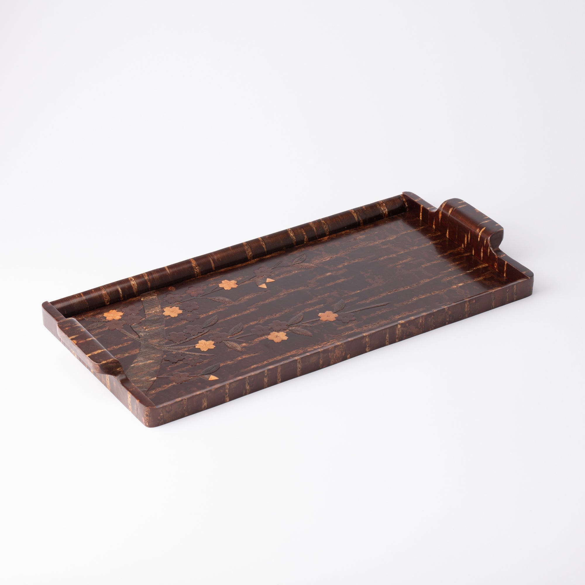 Yatsuyanagi Sakura Akita Cherry Bark Work Rectangle Tray With Handles - MUSUBI KILN - Quality Japanese Tableware and Gift