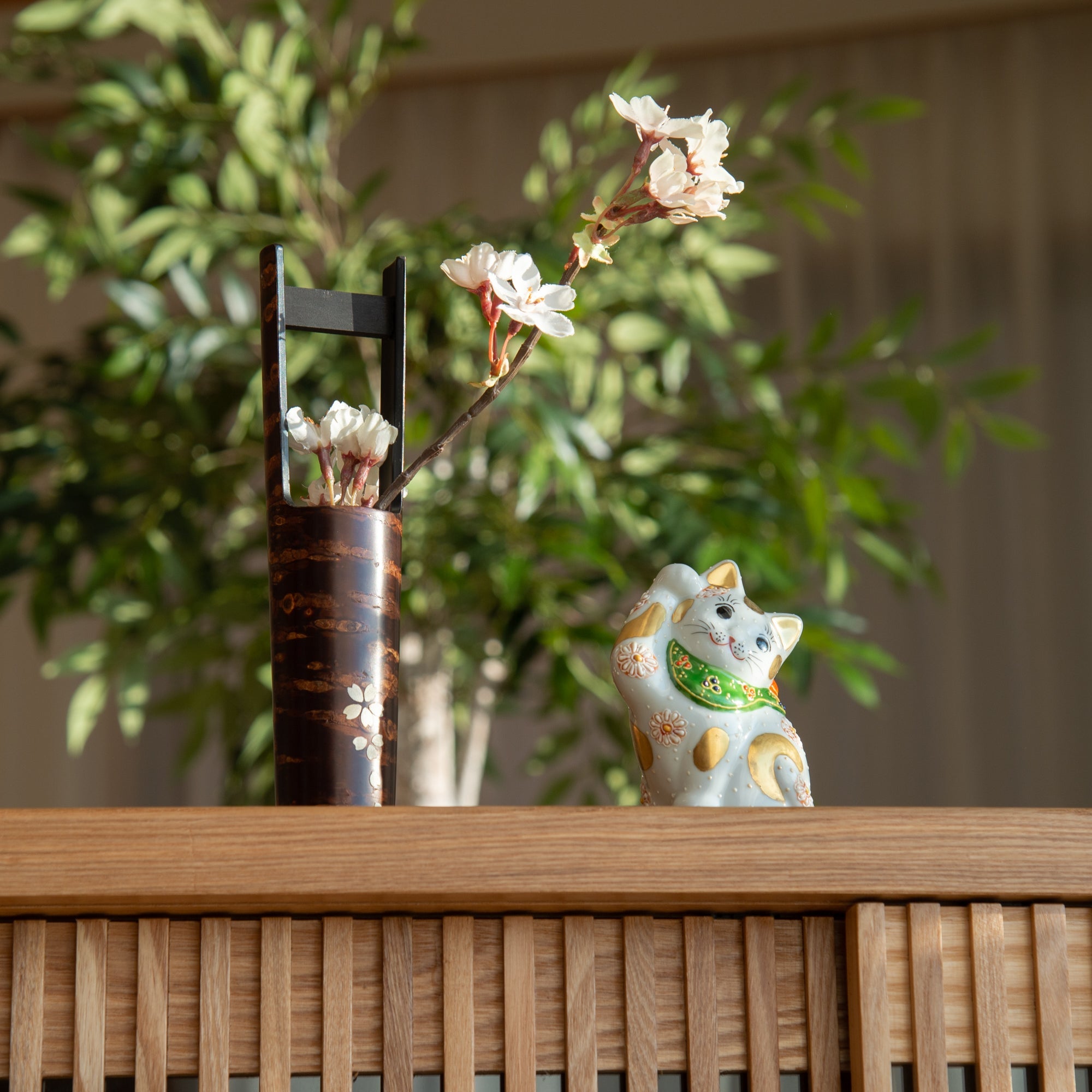 Yatsuyanagi Sakura Pail Akita Cherry Bark Work Single - Flower Vase - MUSUBI KILN - Quality Japanese Tableware and Gift