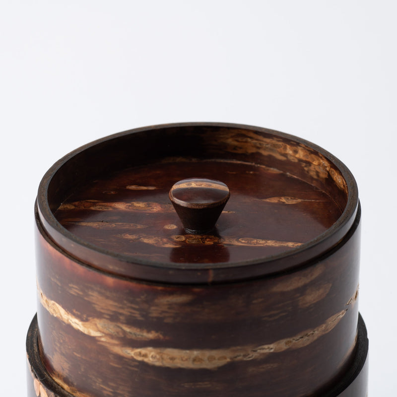 Yatsuyanagi Shell Inlay Original Akita Cherry Bark Work Tea Canister - MUSUBI KILN - Quality Japanese Tableware and Gift