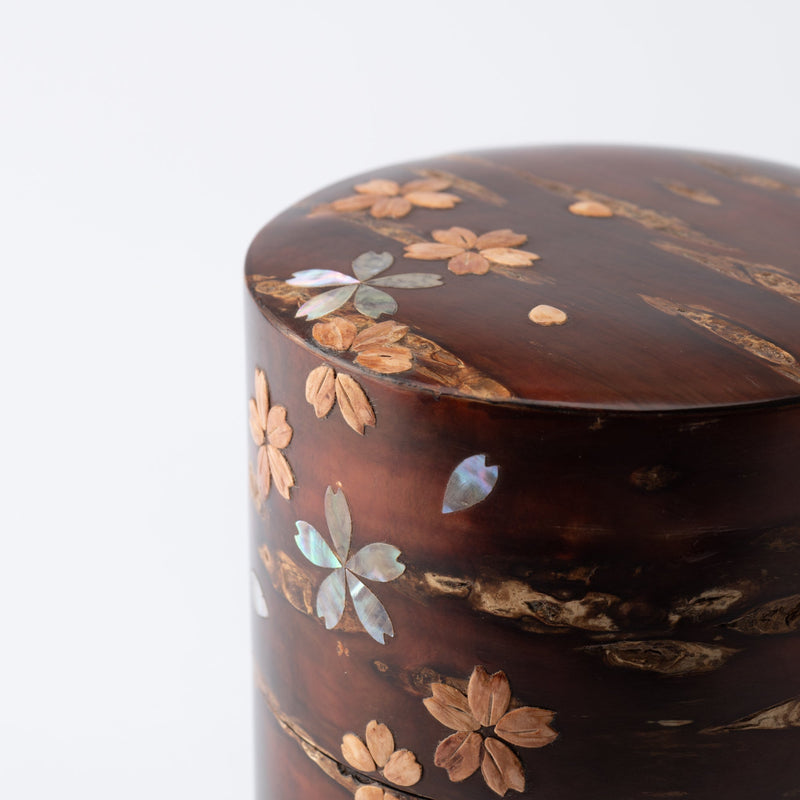 Yatsuyanagi Shell Inlay Original Akita Cherry Bark Work Tea Canister - MUSUBI KILN - Quality Japanese Tableware and Gift