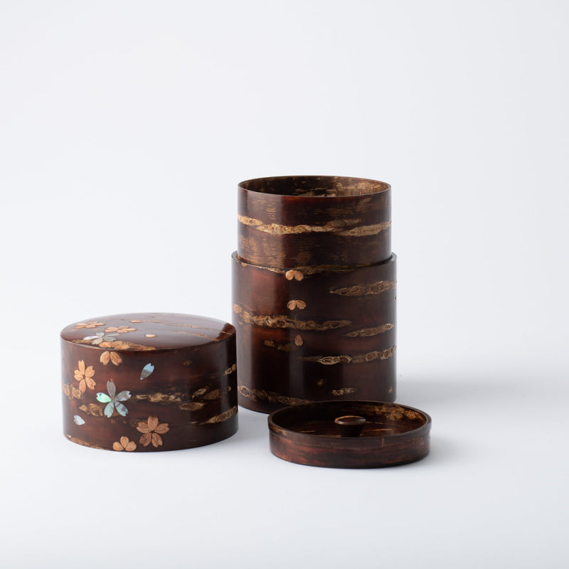 Yatsuyanagi Shell Inlay Original Akita Cherry Bark Work Tea Canister - MUSUBI KILN - Quality Japanese Tableware and Gift