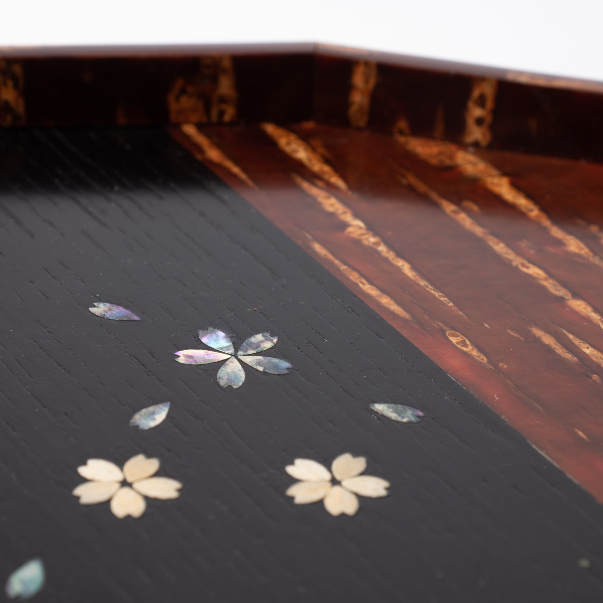 Yatsuyanagi Shell Inlay Sakura Akita Cherry Bark Work Hexadecagon Tray - MUSUBI KILN - Quality Japanese Tableware and Gift