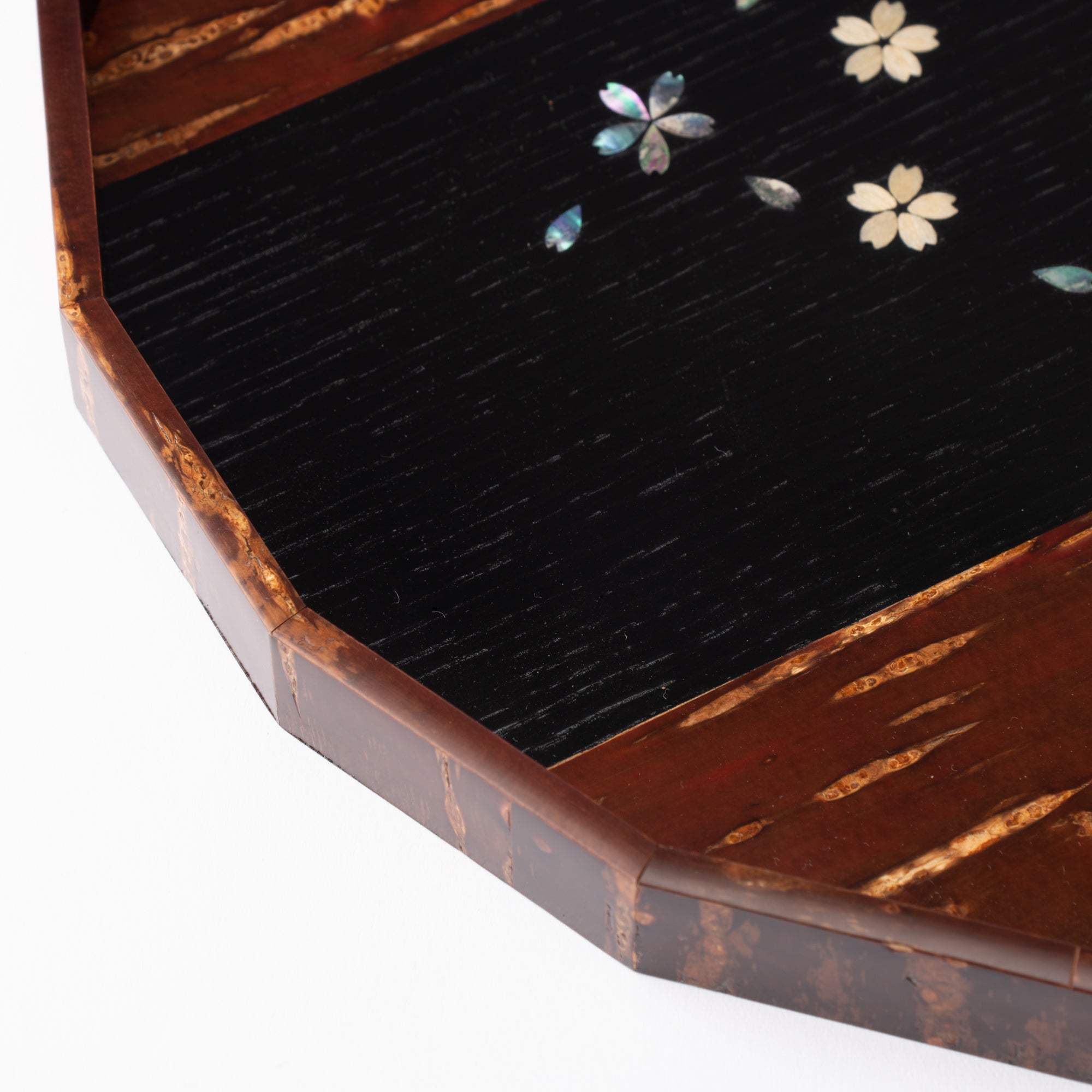 Yatsuyanagi Shell Inlay Sakura Akita Cherry Bark Work Hexadecagon Tray - MUSUBI KILN - Quality Japanese Tableware and Gift