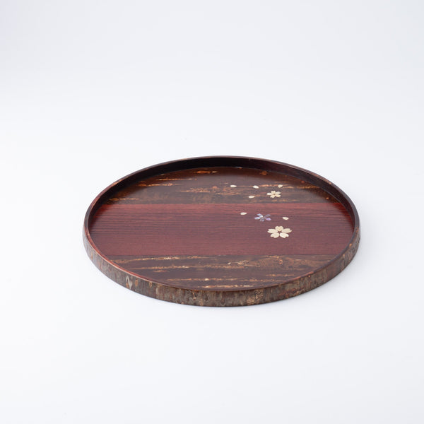 Yatsuyanagi Shell Inlay Sakura Akita Cherry Bark Work Round Tray - MUSUBI KILN - Quality Japanese Tableware and Gift