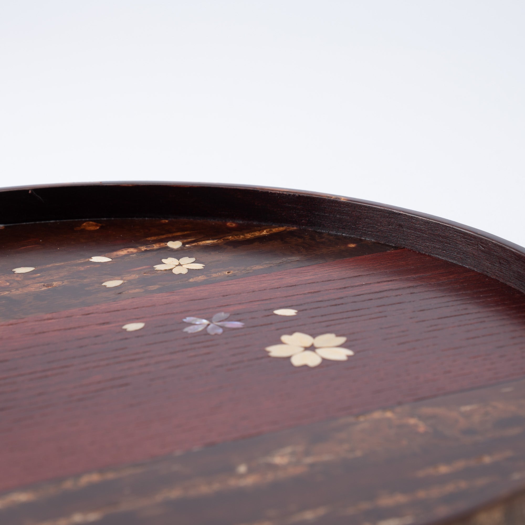 Yatsuyanagi Shell Inlay Sakura Akita Cherry Bark Work Round Tray - MUSUBI KILN - Quality Japanese Tableware and Gift