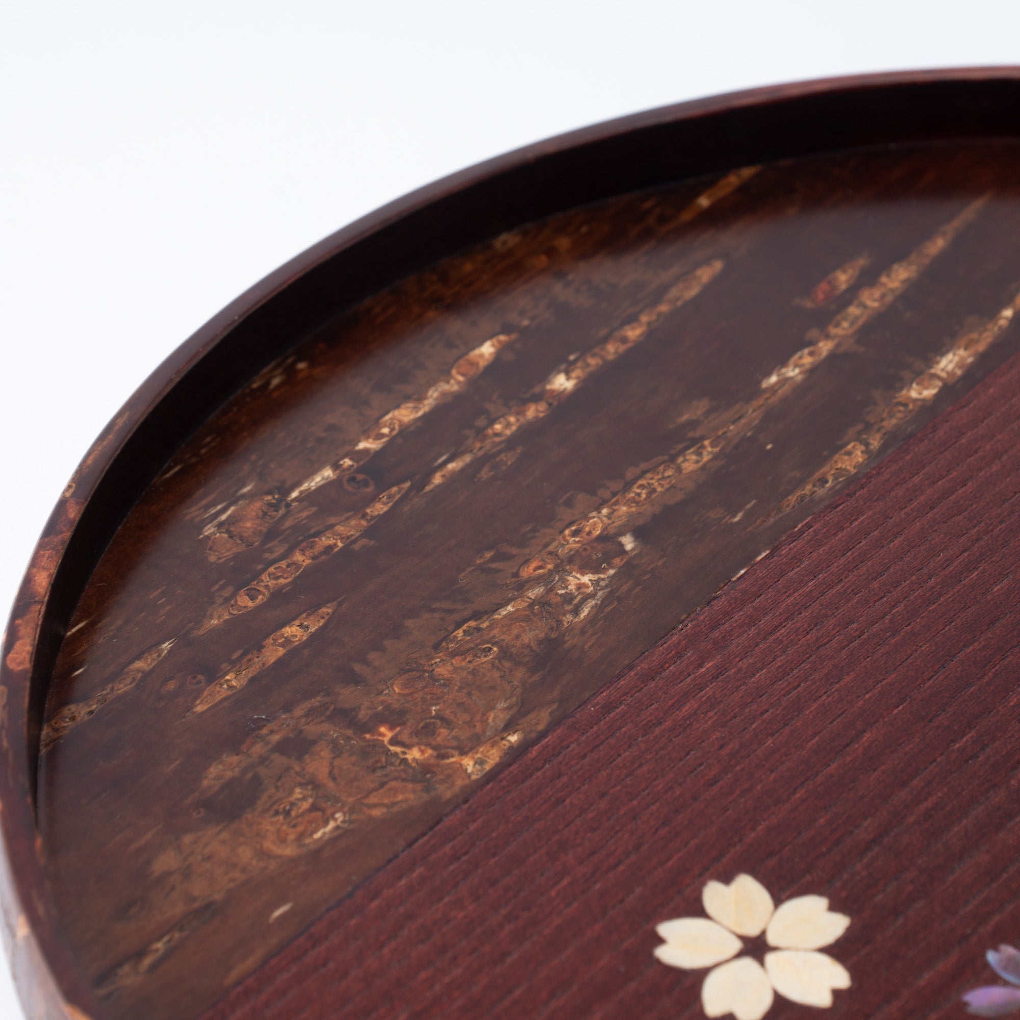 Yatsuyanagi Shell Inlay Sakura Akita Cherry Bark Work Round Tray - MUSUBI KILN - Quality Japanese Tableware and Gift