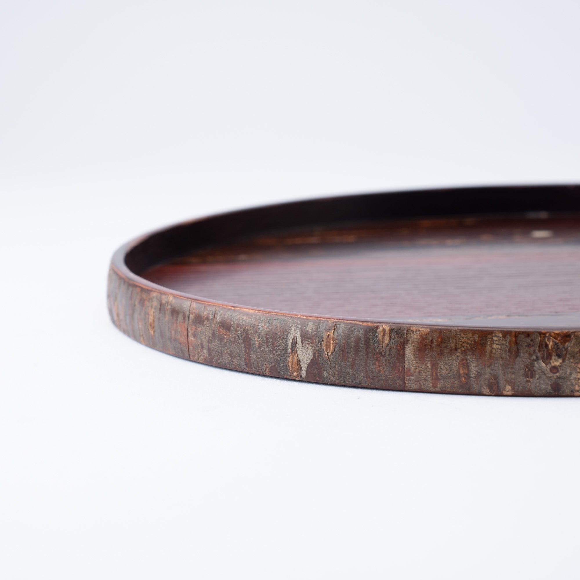 Yatsuyanagi Shell Inlay Sakura Akita Cherry Bark Work Round Tray - MUSUBI KILN - Quality Japanese Tableware and Gift