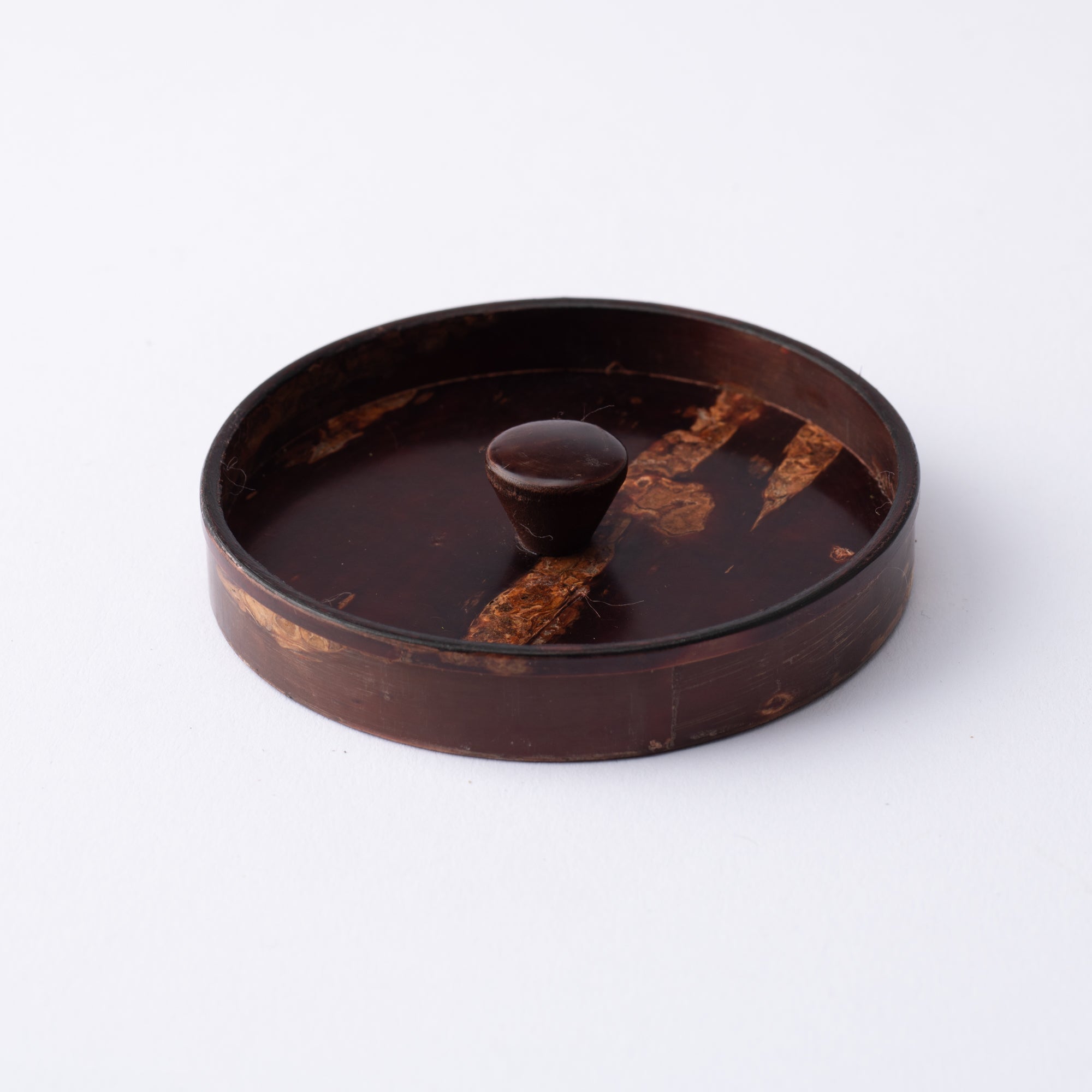 Yatsuyanagi Shell Inlay Sakura and Cypress Akita Cherry Bark Work Tea Canister - MUSUBI KILN - Quality Japanese Tableware and Gift