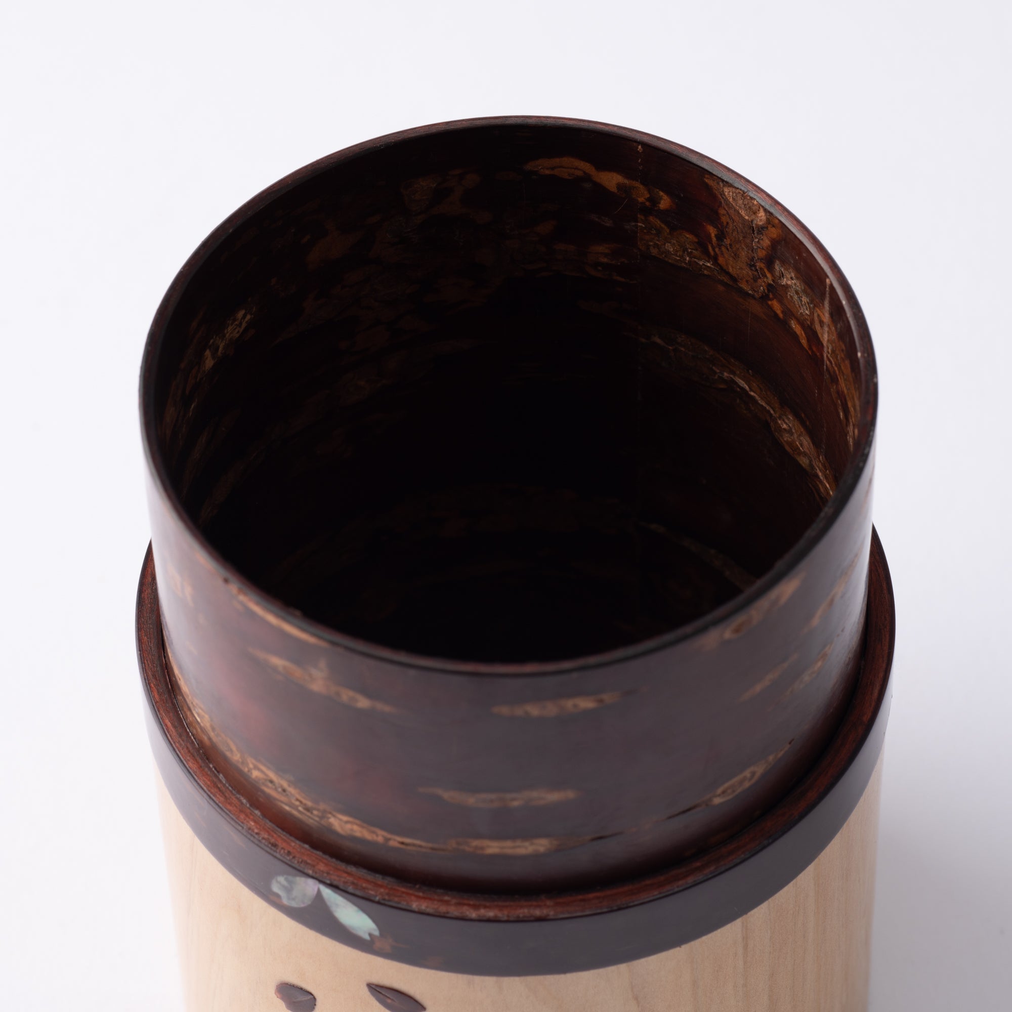 Yatsuyanagi Shell Inlay Sakura and Cypress Akita Cherry Bark Work Tea Canister - MUSUBI KILN - Quality Japanese Tableware and Gift