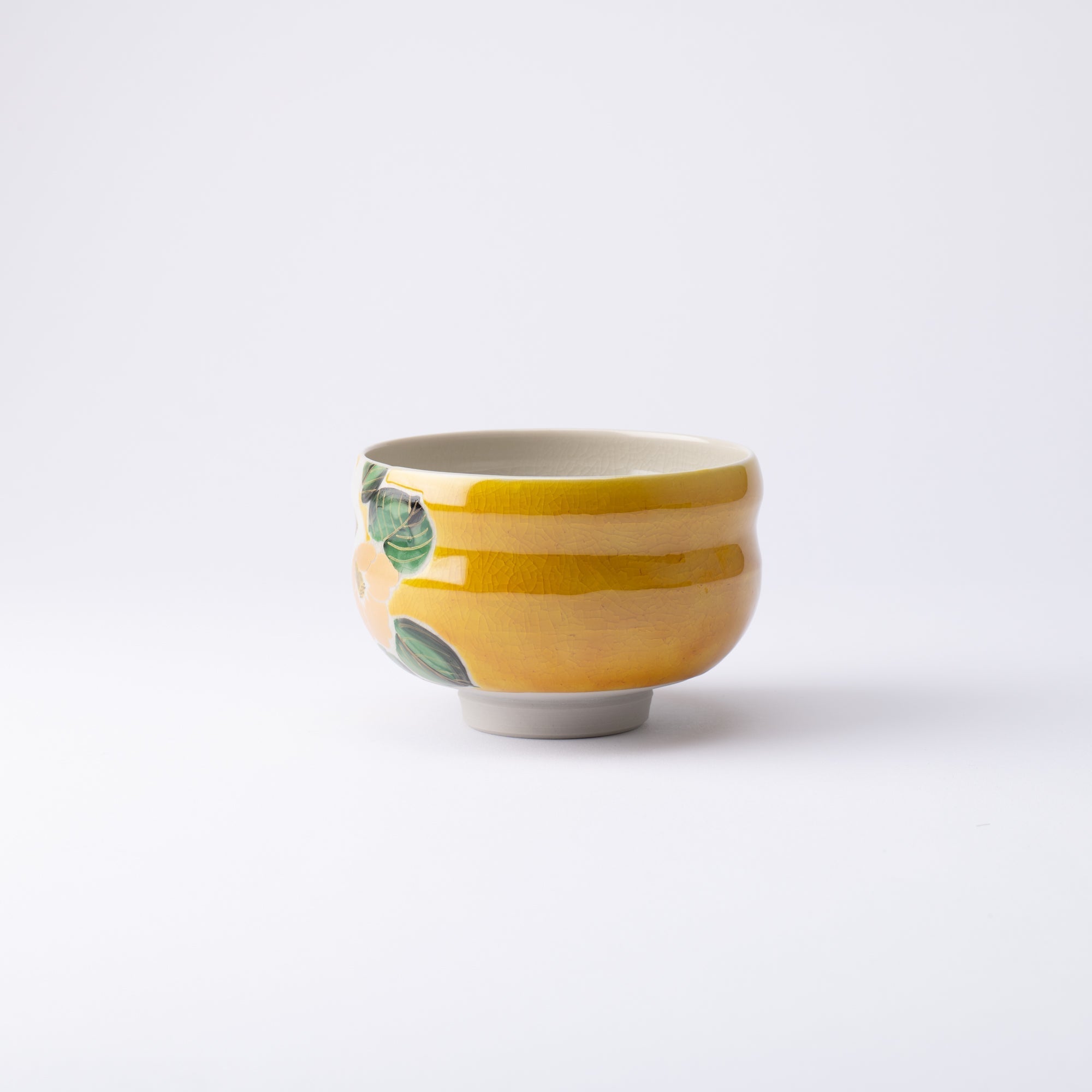 Yoshidaya Camellia Kutani Matcha Bowl Chawan - MUSUBI KILN - Quality Japanese Tableware and Gift