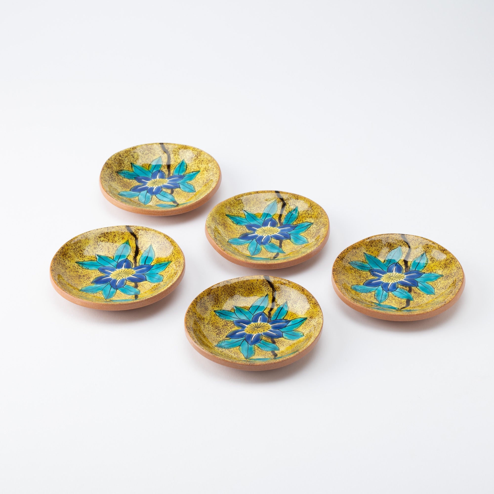 Yoshidaya Clematis Kutani Sauce Plate Set - MUSUBI KILN - Quality Japanese Tableware and Gift