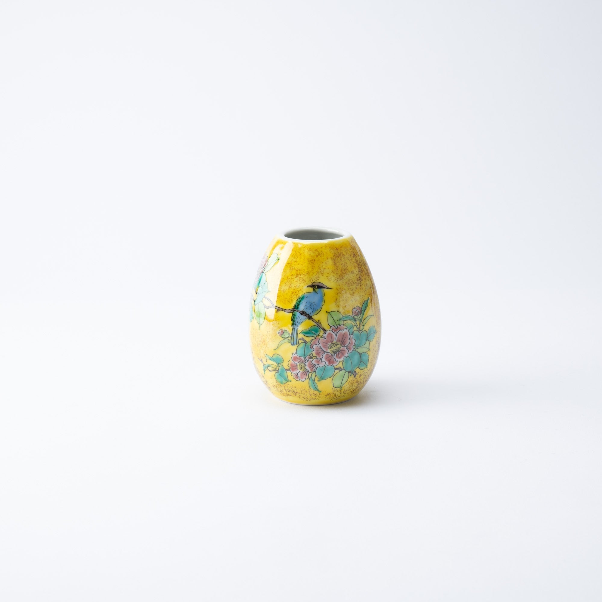 Yoshidaya Flower and Bird Kutani Japanese Flower Vase - MUSUBI KILN - Quality Japanese Tableware and Gift