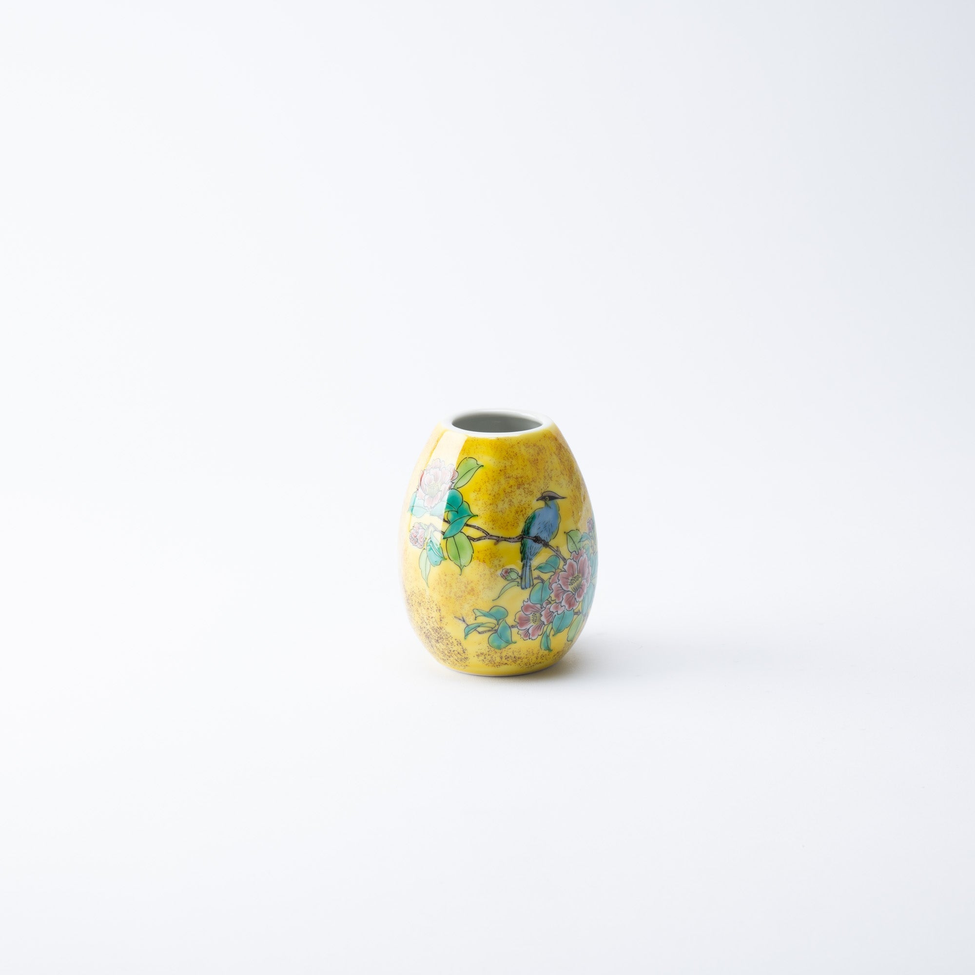 Yoshidaya Flower and Bird Kutani Japanese Flower Vase - MUSUBI KILN - Quality Japanese Tableware and Gift