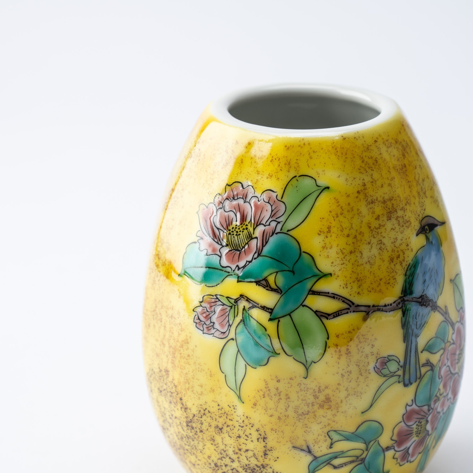 Yoshidaya Flower and Bird Kutani Japanese Flower Vase - MUSUBI KILN - Quality Japanese Tableware and Gift