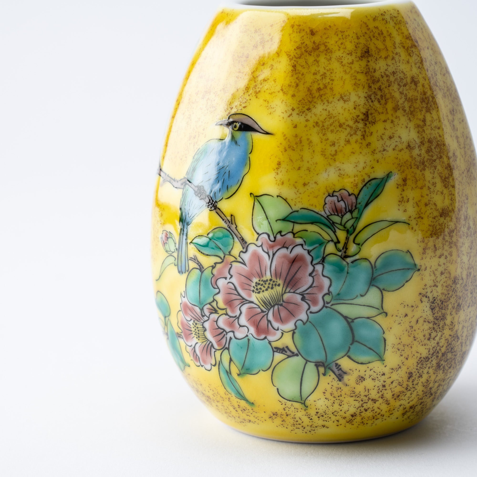 Yoshidaya Flower and Bird Kutani Japanese Flower Vase - MUSUBI KILN - Quality Japanese Tableware and Gift