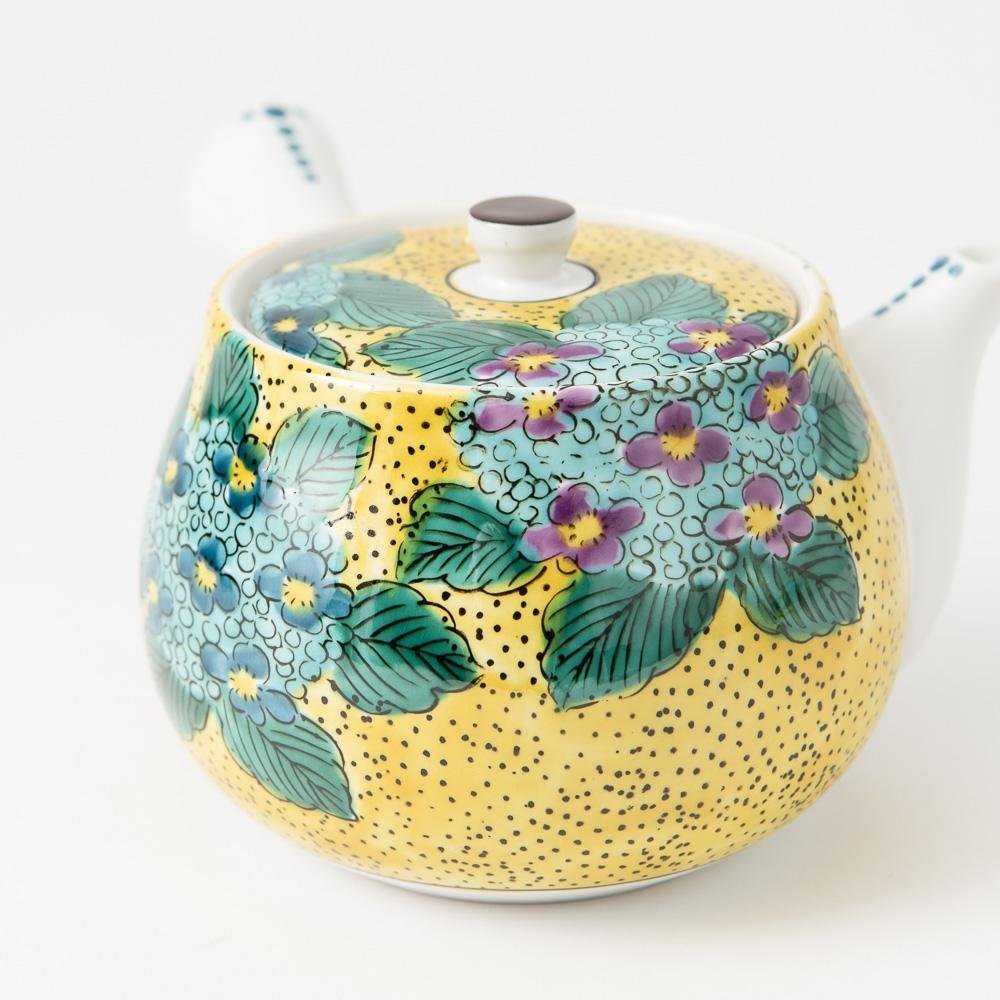 Yoshidaya Hydrangea Kutani Japanese Teapot Set - MUSUBI KILN - Quality Japanese Tableware and Gift