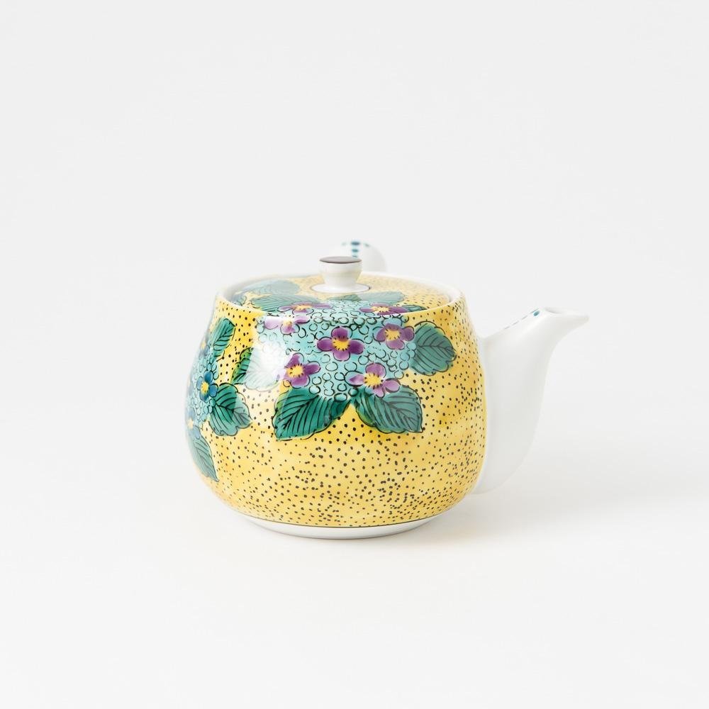 Yoshidaya Hydrangea Kutani Japanese Teapot Set - MUSUBI KILN - Quality Japanese Tableware and Gift