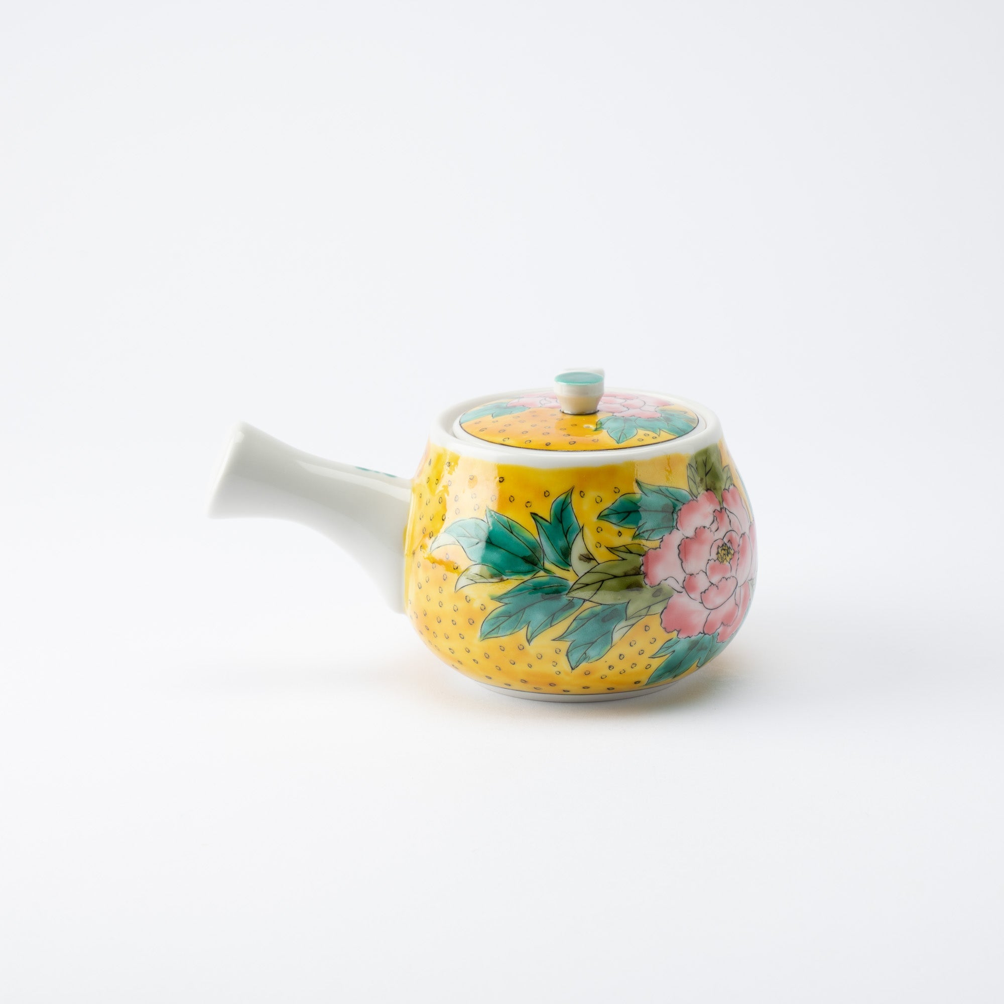 Yoshidaya Peony Kutani Japanese Teapot Set - MUSUBI KILN - Quality Japanese Tableware and Gift