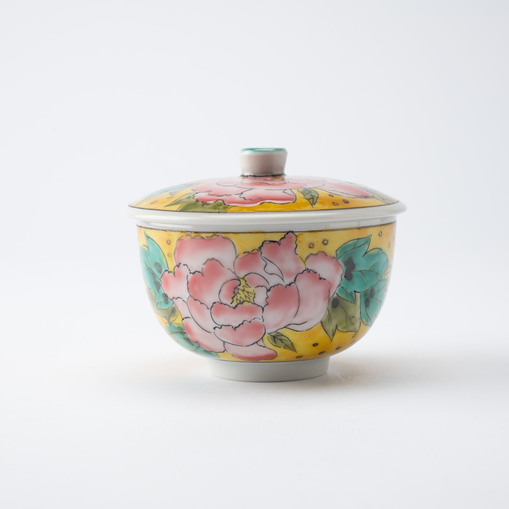 Yoshidaya Peony Kutani Japanese Teapot Set - MUSUBI KILN - Quality Japanese Tableware and Gift