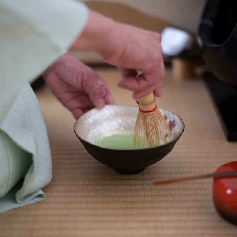 Yoshita Kasho Glass Sakura Silver Matcha Bowl Chawan - MUSUBI KILN - Quality Japanese Tableware and Gift