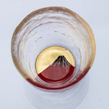 Yoshita Kasho Hokusai Red Fuji Maki - e Glass Sake Cup - MUSUBI KILN - Quality Japanese Tableware and Gift