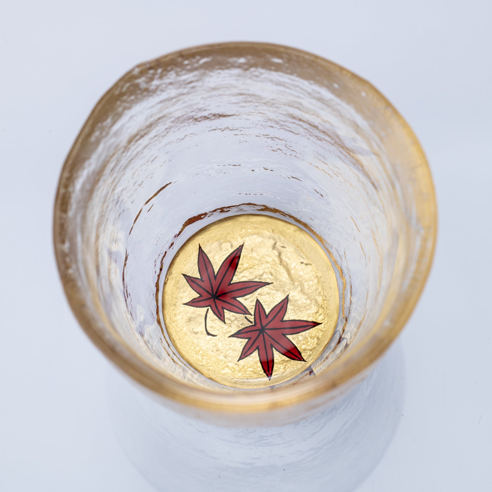 Yoshita Kasho Maple Leaves Maki - e Glass Sake Cup - MUSUBI KILN - Quality Japanese Tableware and Gift