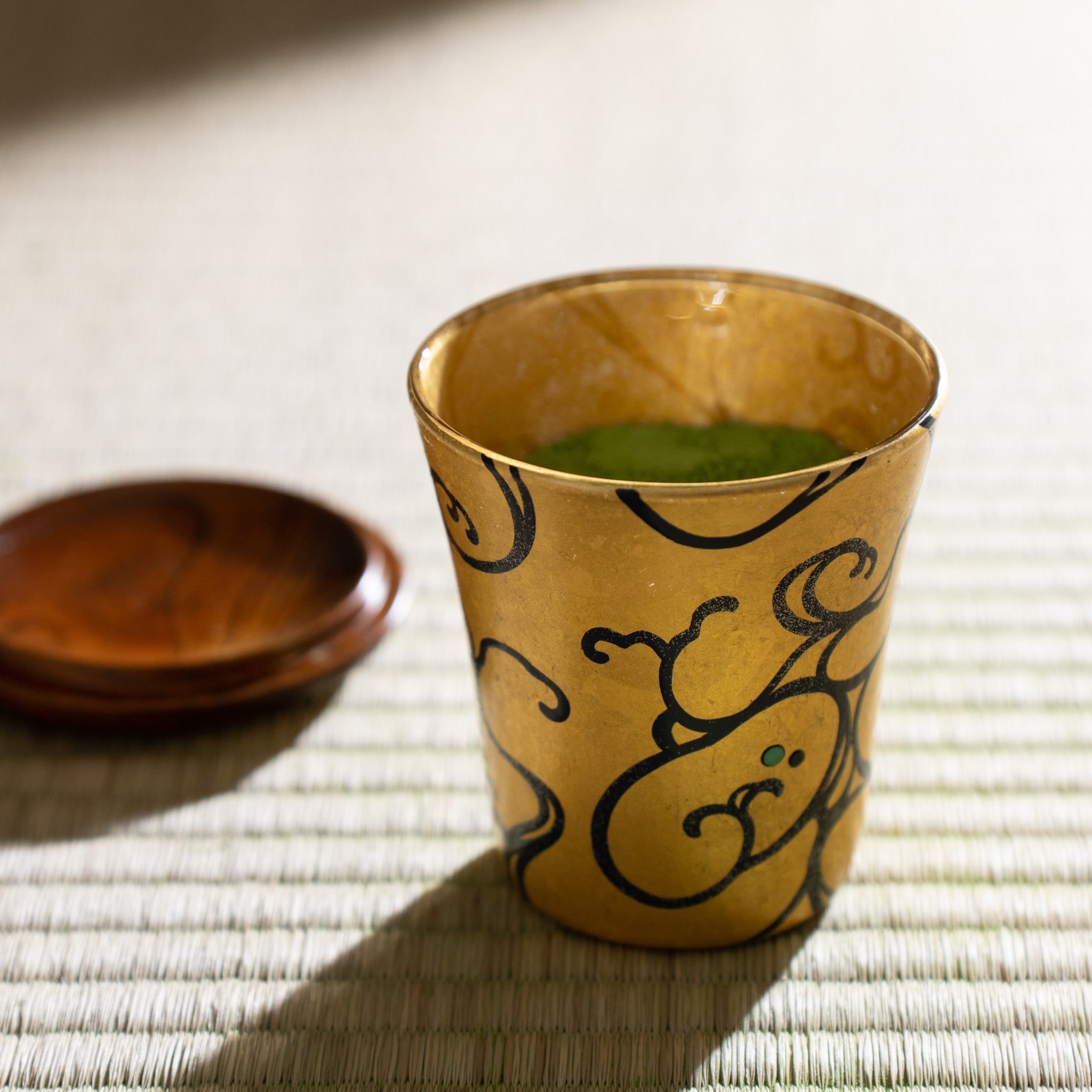 Yoshita Kasho Ogata Korin Streams Glass Natsume Matcha Container - MUSUBI KILN - Quality Japanese Tableware and Gift