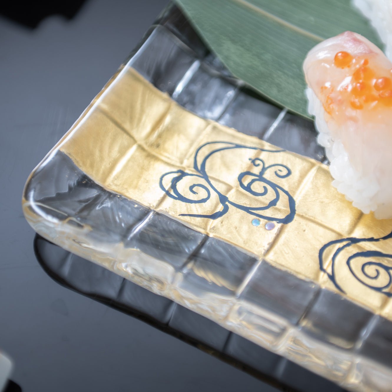 Yoshita Kasho Water Stream Maki - e Glass Rectangle Plate - MUSUBI KILN - Quality Japanese Tableware and Gift