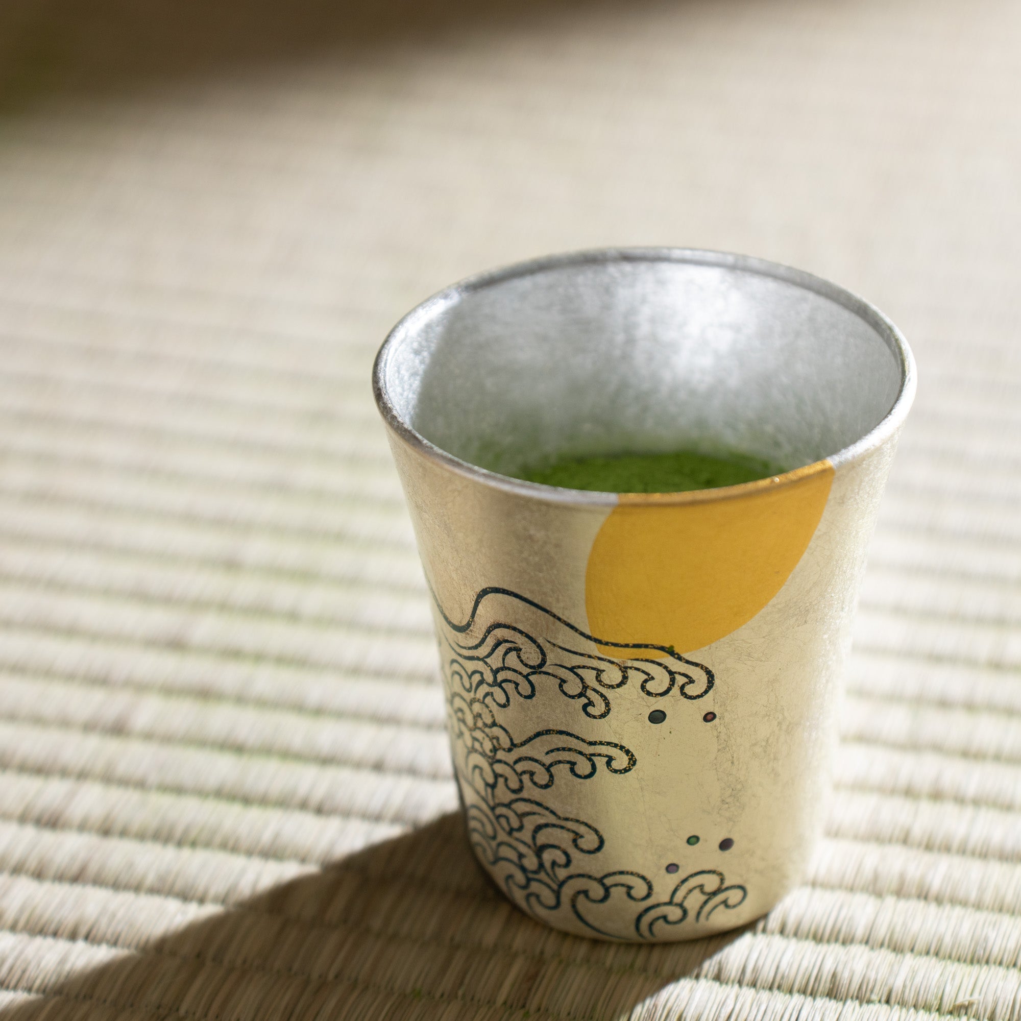 Yoshita Kasho Wave Beaten Beach Glass Natsume Matcha Container - MUSUBI KILN - Quality Japanese Tableware and Gift