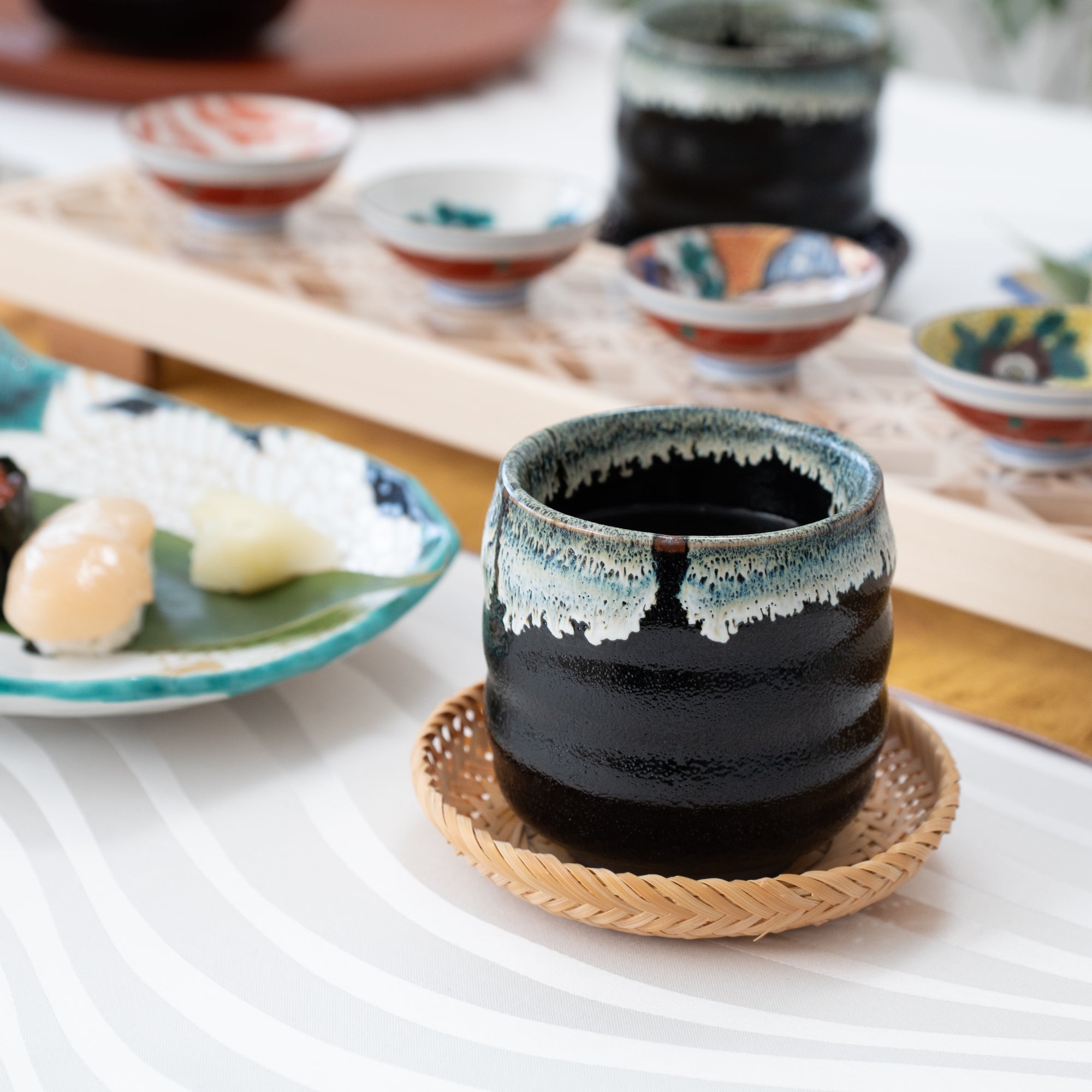 Yuzu Tenmoku Mino Ware Yunomi Japanese Teacup - MUSUBI KILN - Quality Japanese Tableware and Gift