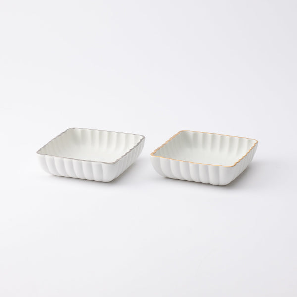 Zuiho Kiln Chrysanthemum Square Sauce Plate - MUSUBI KILN - Quality Japanese Tableware and Gift