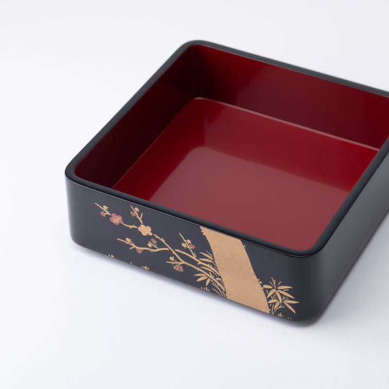 Black Running Water Echizen Lacquerware Two Tiers Jubako Bento Box wit, MUSUBI KILN