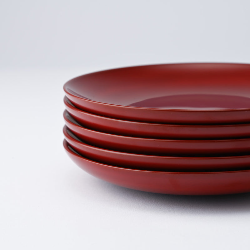 Ritsuzan Tomita Pine Echizen Lacquerware Red Side Plate Set