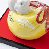 Choho Kiln Kutani Rabbit and Yellow Treasure Bag